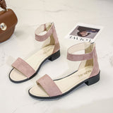 Nude Block Heel Peep Toe Roman Sandals