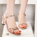 Nude Block Heel Peep Toe Sandals