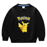 Children Pokemon Pikachu Hoodie Spring and Autumn Solid Color round Neck Sweater