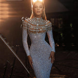 Lady Gaga Dress Slim-Fit Elegant S-Shaped Sequined Dress
