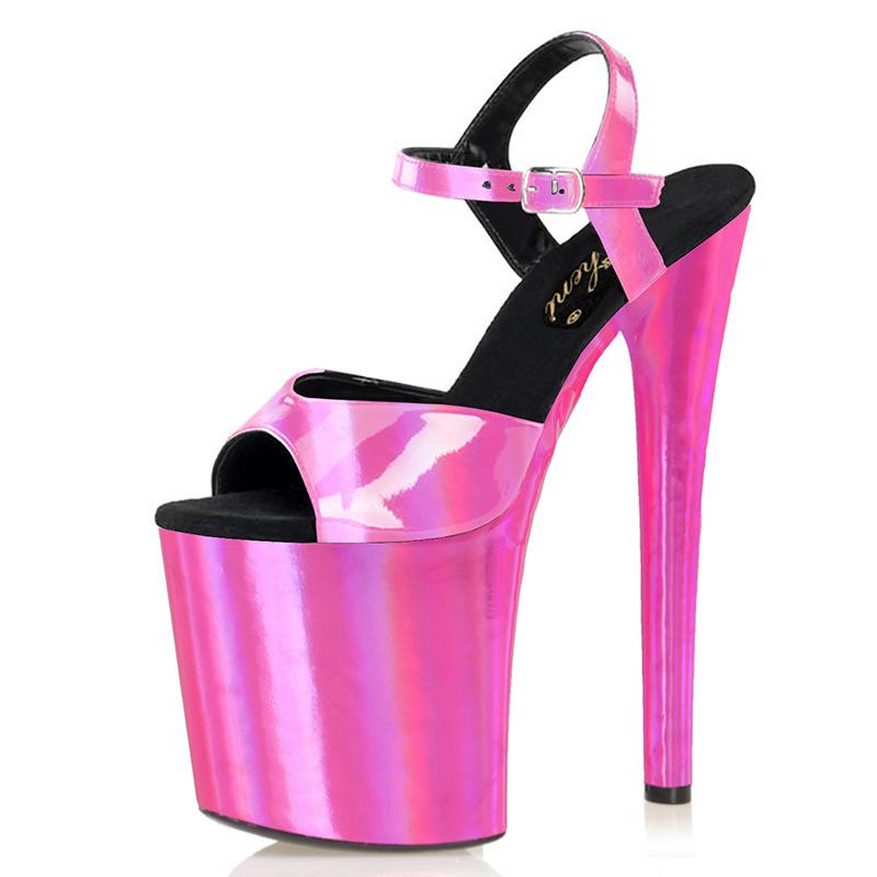 Hot Pink Heels Pink Solid Color High Heel Transparent Sandals Fish Mouth