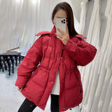 Women Winter Coats Puffer Jacket Down Coat Winter Slim Slimming Profile Drawstring White Duck Down Coat