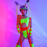 Women Rave Outfits Tops Sexy Casual Fashionable Fluorescent Siamese Stage Wear