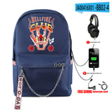 Stranger Things Hellfire Club Backpack Anime Peripheral Stranger Things Backpack Travel Bag USB Charging