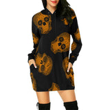 Skull Dress Casual Hooded Sweater Long Skull Printed Long Sleeve Pocket