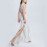 Women Spring Dress Fall High Waist Velvet Suit Split Sleeveless Vest Two-Piece Set