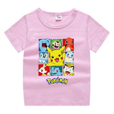 Children Pokemon Pikachu T Shirt Children Summer Clothing Short Sleeve T-shirt Male