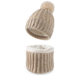 Women Winter Hats Winter Knitted Hat Set Solid Color Women plus Velvet