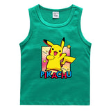 Children Pokemon Pikachu T Shirt Cotton Leisure Sports Sweat-Absorbent Vest
