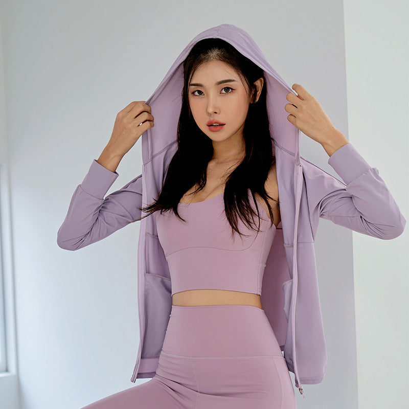 Moisture Wicking Hoodie Long Sleeve Yoga Wear