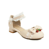 Flat Dress Sandals Spring/Summer Low Heel Round Toe Bowknot Buckle Sandals for Women