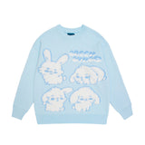 Mens Fall Outfits round Neck Sweater Man and Woman Cartoon Bear Loose Student Pullover Couple Sweater