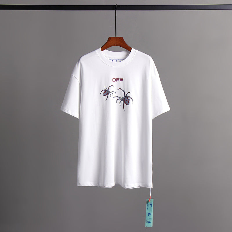 Off Whtie T Shirts Red Spider Arrow Print Men And Women Same Style Fashion Brand Short Sleeve
