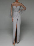 Bridesmaid Dress Spring/Summer Women'S Sexy Tube Top Pearl Sheath Dress