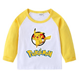 Children Pokemon Pikachu Hoodie Spring and Autumn Children's T-shirt round Neck