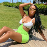 Summer Thread Contrast Color Suspenders Tube Top Sexy Shorts Jumpsuit