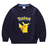 Children Pokemon Pikachu Hoodie Spring and Autumn Solid Color round Neck Sweater