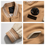 Black Varsity Jacket Fall Color-Blocking Jacket Men's Versatile Baseball Uniform Couple Coat Jacket