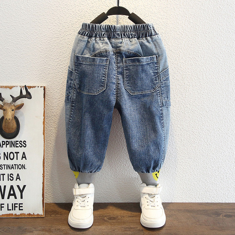Toddler Boys Pants Boys Spring Clothing Jeans Loose New Fashionable Children's Clothing Handsome Western Style Boy Spring Trousers