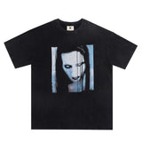 Marilyn Manson T Shirt Distressed Oversize Vintage Cotton Short-Sleeved T-shirt