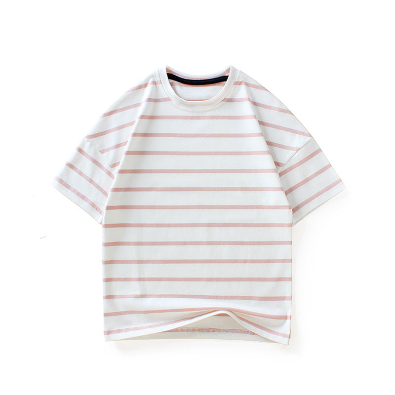 Children T Shrits Children's Summer Clothing Boys Short Sleeve Loose Striped