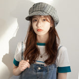 Check Beret Hat Spring/Summer Thin Beret Fashion Plaid