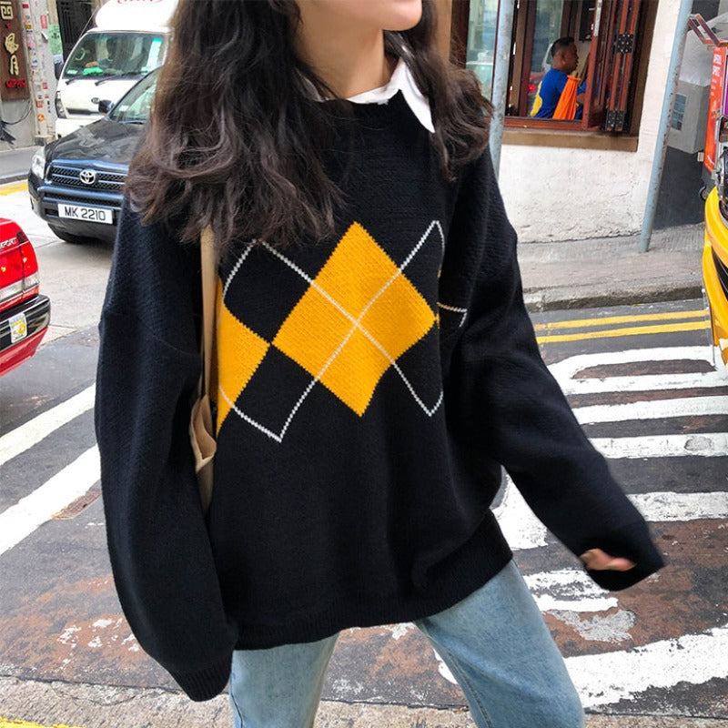 Preppy Aesthetic Sweater Autumn and Winter Knitted Sweater Jacket Female