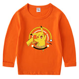 Children Pokemon Pikachu Hoodie Children's Cotton T-shirt for Spring and Autumn