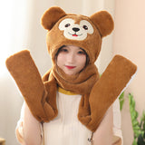 My Melody Hat Cartoon Autumn and Winter Hooded Scarf Gloves Female Cute Melody Fashionable Warm Scarf and Hat One  Kulomi