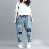 Women Patchwork Jeans Ripped Embroidered Jeans Distressed