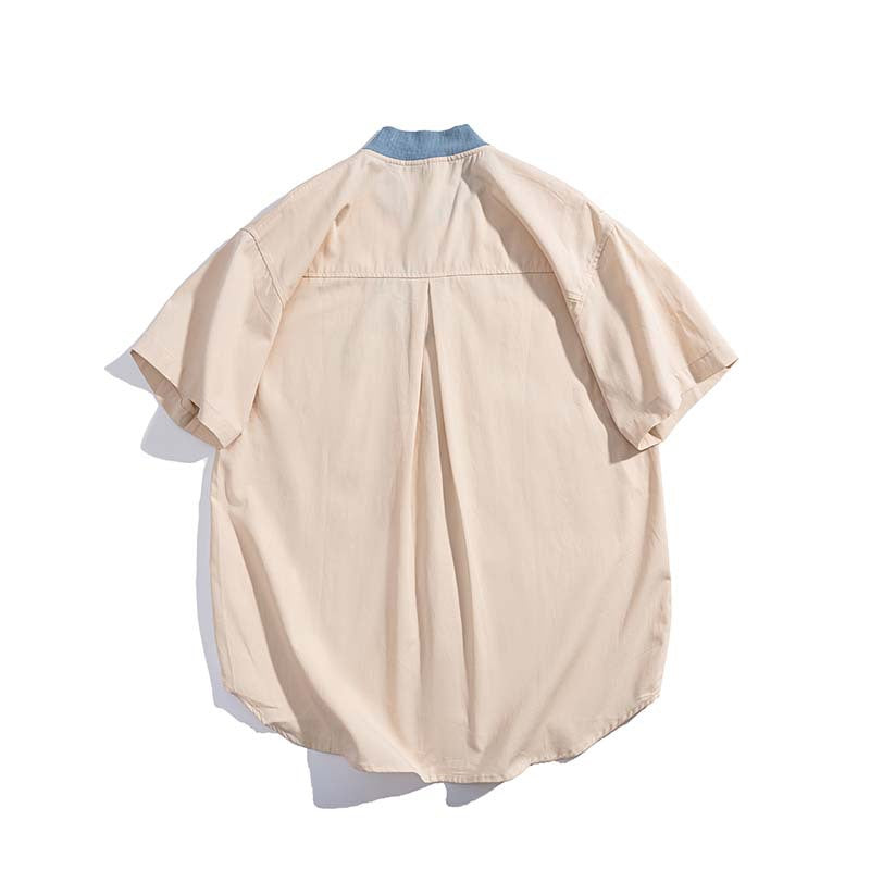 Baggy Baseball Jersey Animal Smiley Printed Cotton Short-Sleeved Shirt Men's Loose Casual