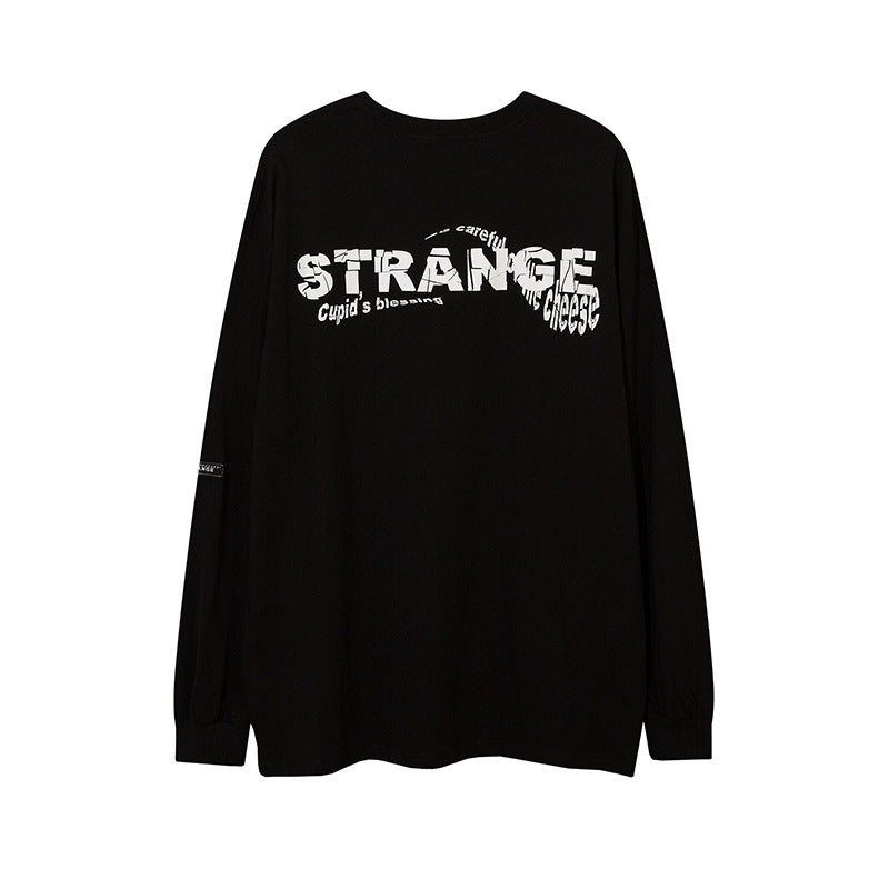 Mens Fall Outfits Autumn Portrait Graffiti Printing Long Sleeve T-shirt Men Oversize