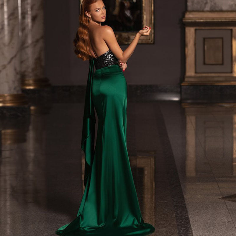 Lady Gaga Dress Low-Cut Split Dress Sequined Dress