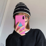 Toboggan Hat Women's Autumn and Winter Knitted Wool Ball Pullover Beanie Hat