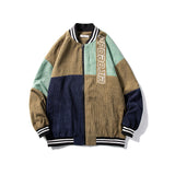 Corduroy Varsity Jacket Corduroy Jacket Men's Spring and Autumn Color Contrast Patchwork Baseball Uniform Casual Loose Embroidered Jacket