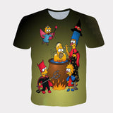 Homer Simpson Shirt Summer T-shirt Cartoon Printed round Neck Short Sleeve