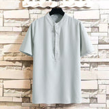 Men Hawaii Shirts Men's Solid Color Short Sleeve Shirt Casual
