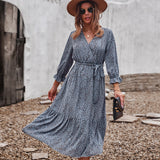 Emery Rose Dresses Casual Holiday Style Floral Print Long Sleeve Autumn and Winter Dress Large Swing Skirt