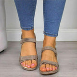 Women Open Toe Sandals Flats Summer Fashion Casual Ankle-Strap Buckle Sandals