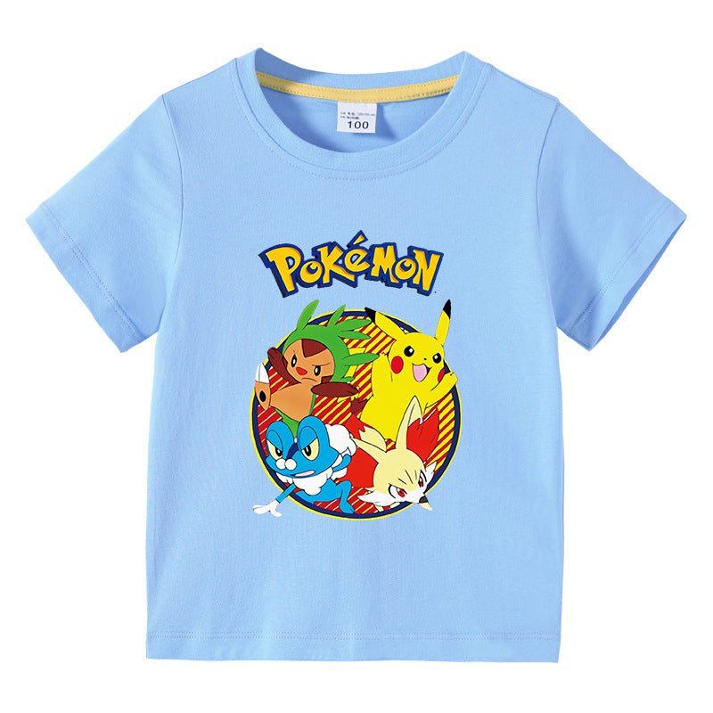 Children Pokemon Pikachu T Shirt Cotton T-shirt Casual Sports Cute