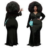 Nina Parker Black Dress Elegant Evening Dress Flared Sleeves Beaded Long Dress