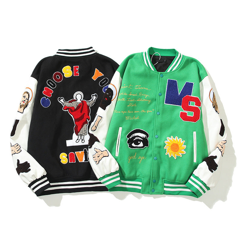 Saint Michael Baseball Jacket James Same Style Jacket Baseball Uniform outside Embroidered Woolen