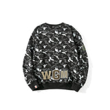 Shark Print Sweatshirts Digital Pixels Camouflage Pullover Sweater Men'S And Women'S Round Neck Thin Coat