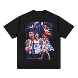 JA Morant Shirt JA Morant Printed Short-Sleeved T-shirt Chalk Vintage Distressed Sports