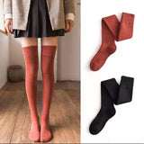 Winter Thick Knit Thigh High Socks Long Stockings Boot Autumn and Winter Fleece-Lined Thickened JK High-Top Hold-Ups