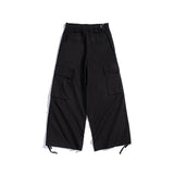 Mens Fall Outfits Straight Cargo Pants Men's Retro Loose Wide Leg Leisure Drawstring Ankle-Tied Trousers
