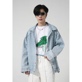 Paisley Denim Jacket Men's Spring Loose Embroidered Jacket Denim Jacket