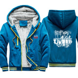 Stranger Things Hoodie Winter Thickened Velvet Padded Color Matching Cardigan Zipper Hooded Jacket