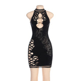 Olivia Wilde See through Dress Stitching Hollow Sleeveless Slim Slimming Dress