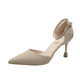 Nude Block Heels Closed Toe Sandals